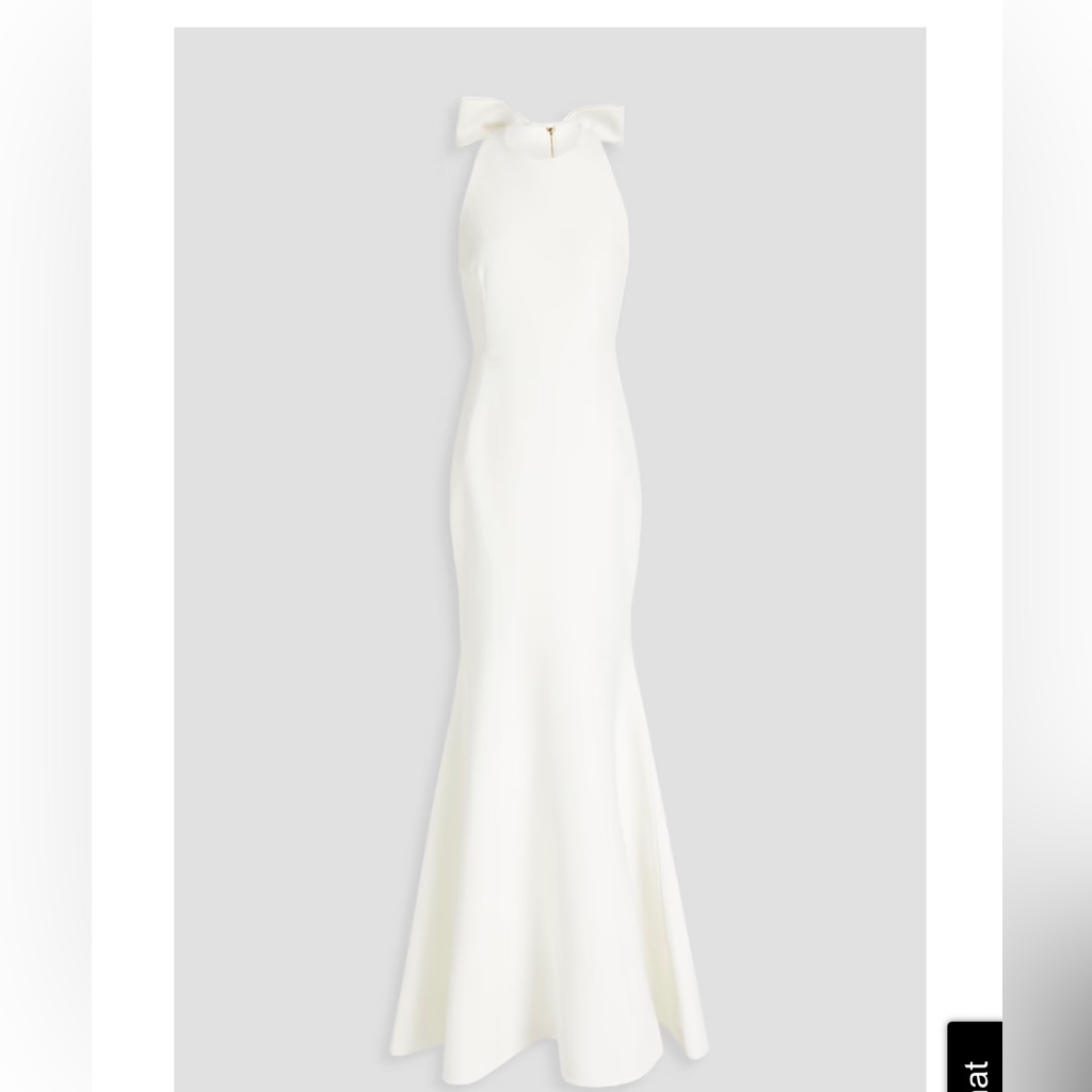 Rebecca Vallance Love-Bow Embellished Crepe Gown. Black